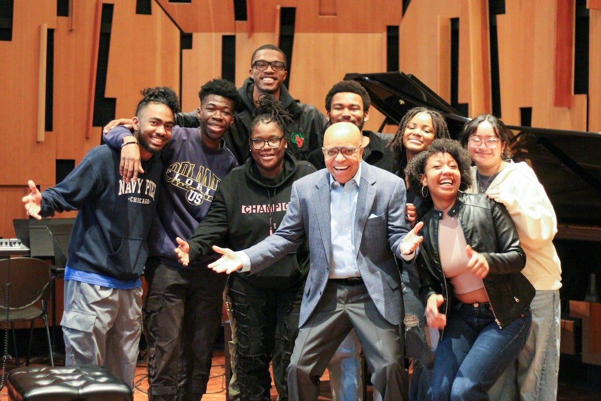 Berry Gordy with UCLA music students