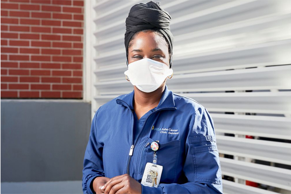 A Female Nurse wearing a mask”